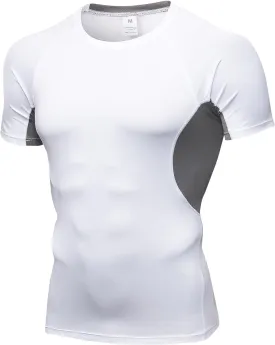 Men's Athletic Short Sleeve Stretch Compression Shirts Performance T-Shirt Running Workout Tops Quick Dry Base Layer