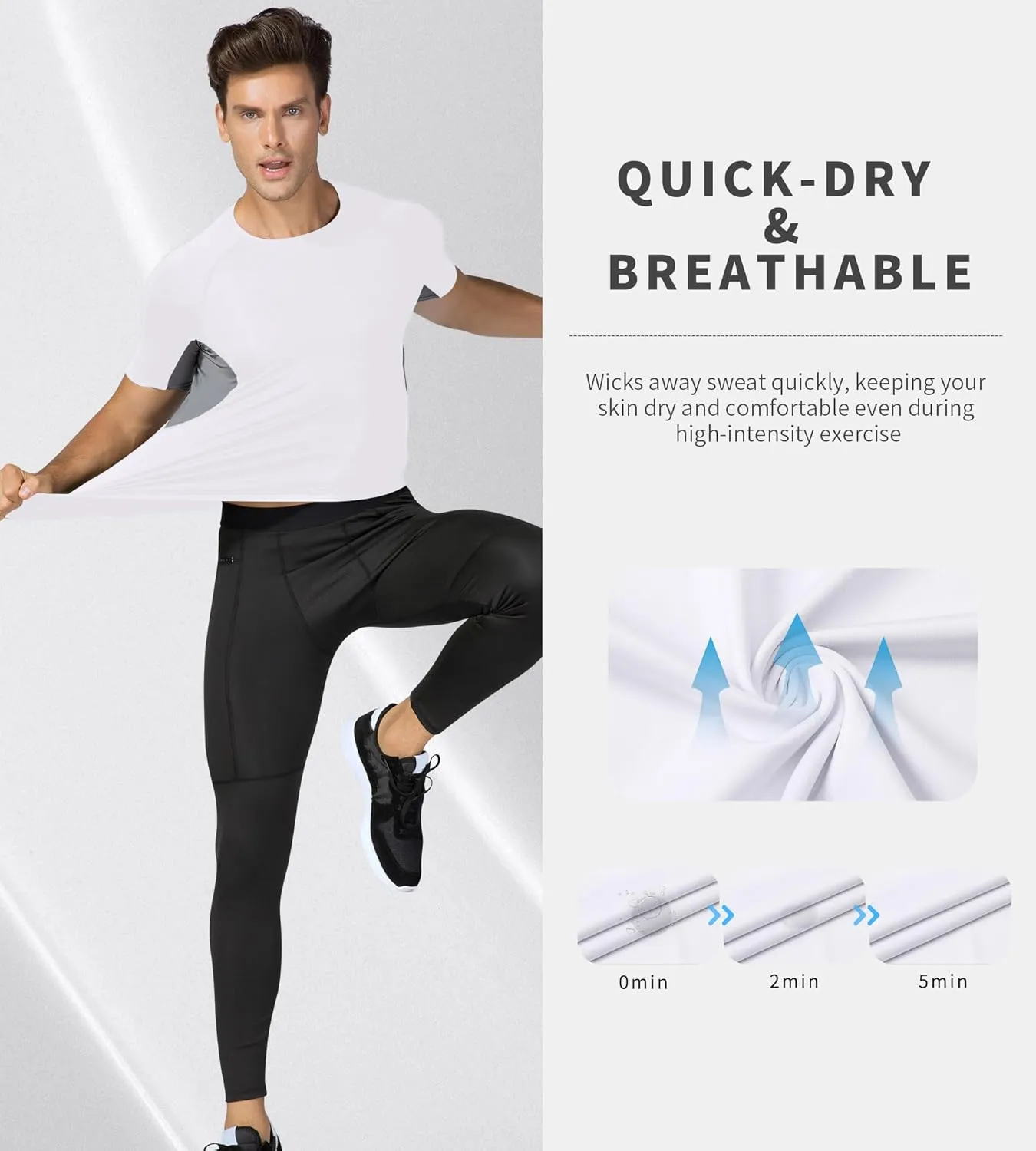 Men's Athletic Short Sleeve Stretch Compression Shirts Performance T-Shirt Running Workout Tops Quick Dry Base Layer