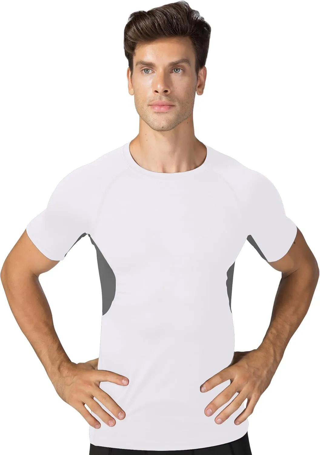 Men's Athletic Short Sleeve Stretch Compression Shirts Performance T-Shirt Running Workout Tops Quick Dry Base Layer