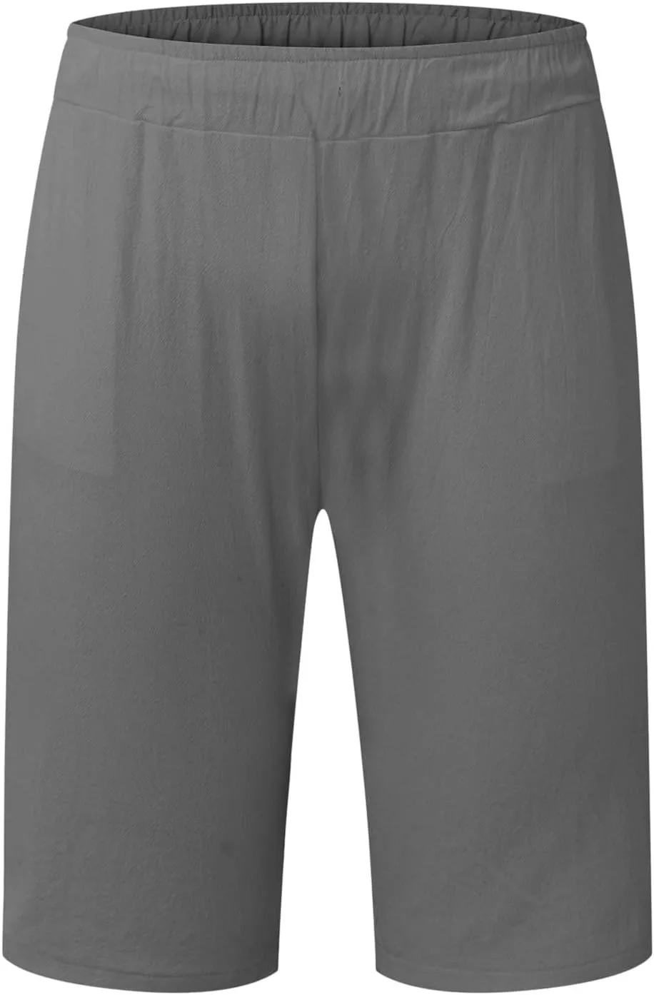 Mens Cotton Linen Shorts Casual Elastic Waist Lightweight Vacation Summer Beach Shorts with Pockets