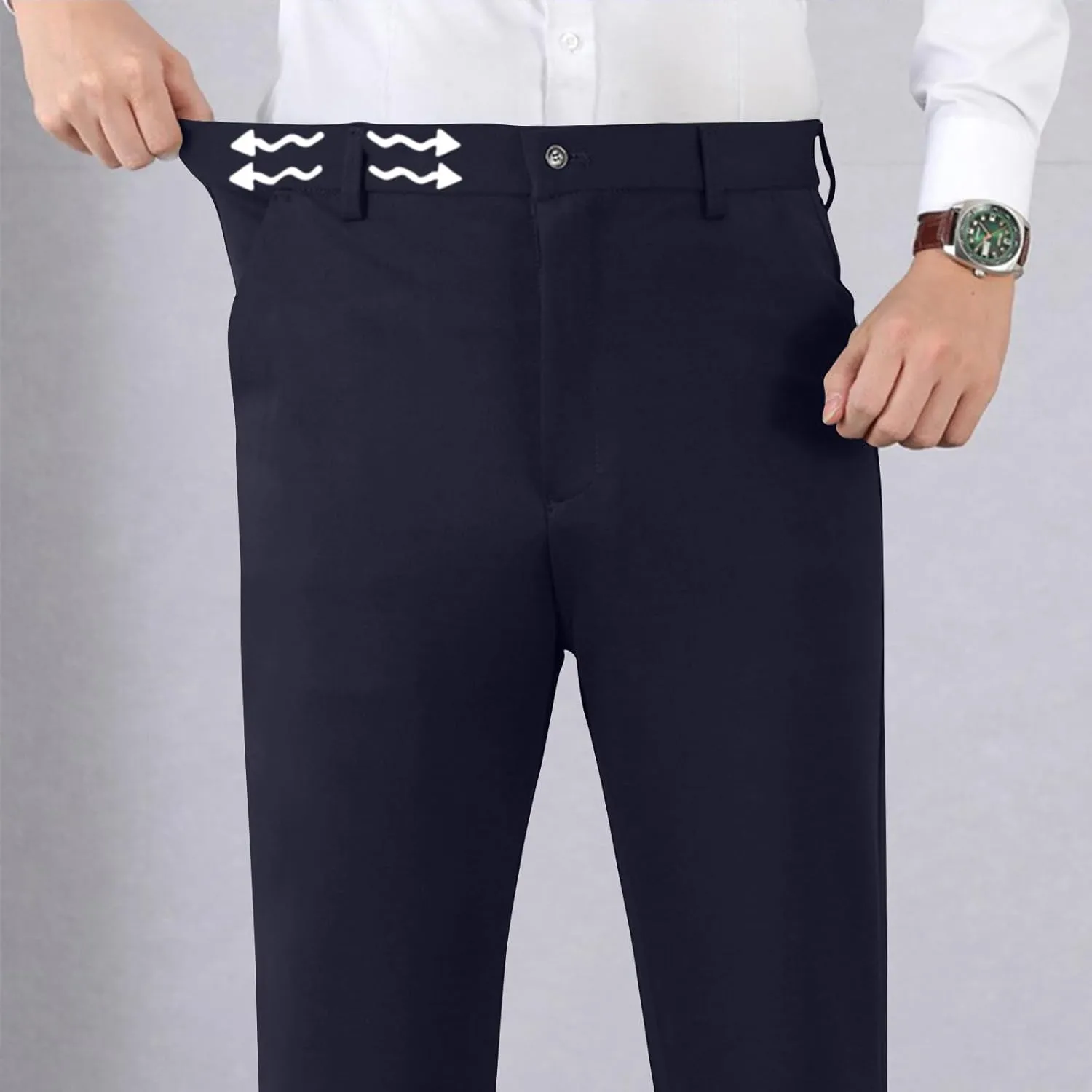 Mens Dress Pants Trendy Solid Color Business Suit Pants Casual Straight Leg Office Pants Lightweight Slim Fit Trousers