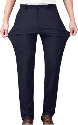 Mens Dress Pants Trendy Solid Color Business Suit Pants Casual Straight Leg Office Pants Lightweight Slim Fit Trousers