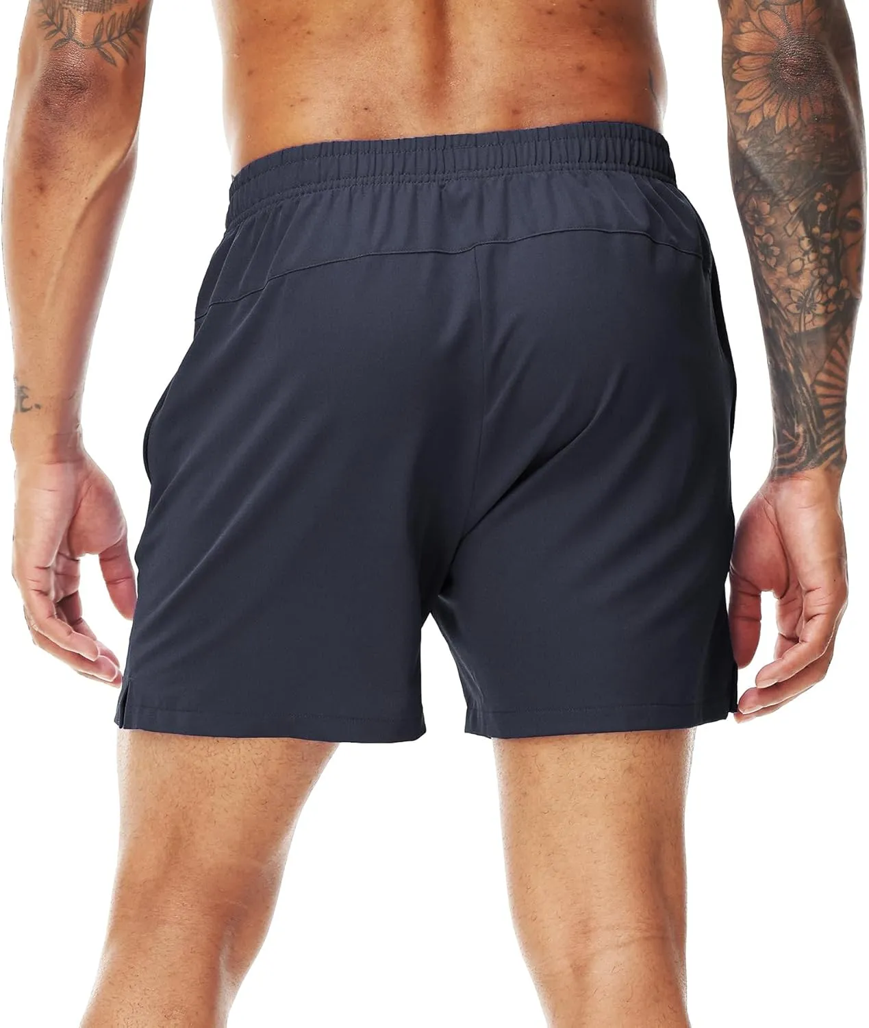 Mens Running Athletic Shorts with Zipper Pockets 5 in Inseam Linerless Dry Fit Workout Gym Shorts