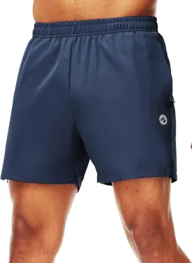 Mens Running Athletic Shorts with Zipper Pockets 5 in Inseam Linerless Dry Fit Workout Gym Shorts