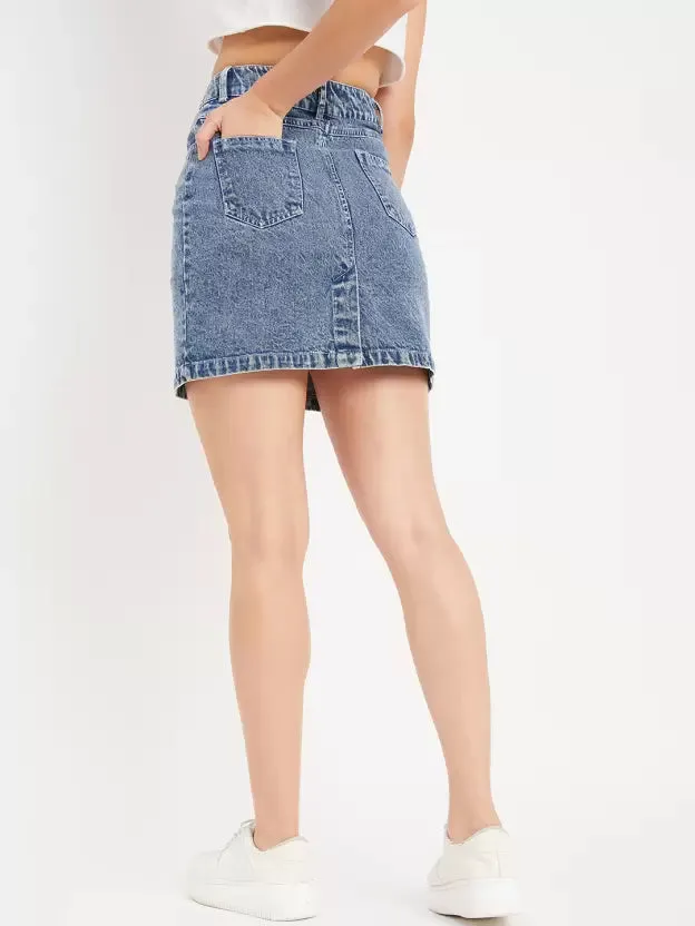 Modern Blue Cotton Skirt
