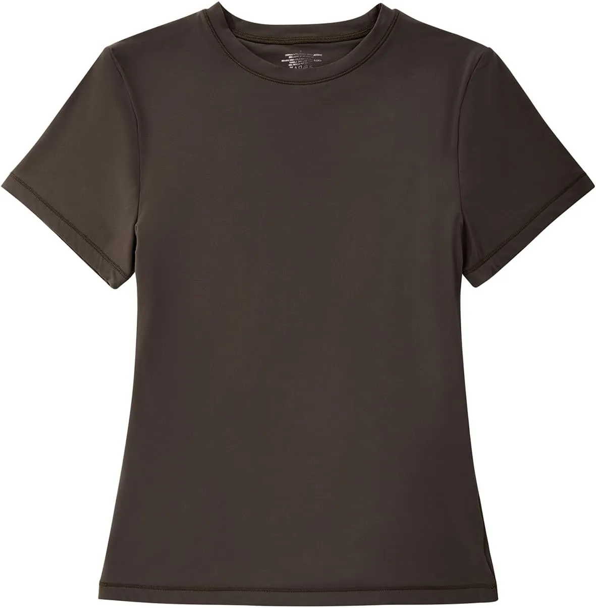 OMKAGI Double Lined Slim Fit T Shirts for Women Short Sleeve Crew Neck Crop Top