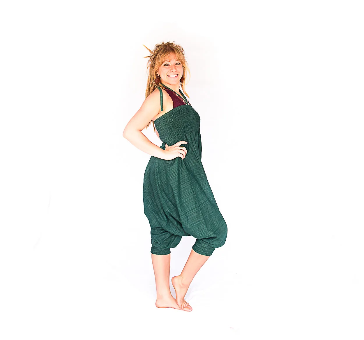 One Piece Jumper Pants in Static Green