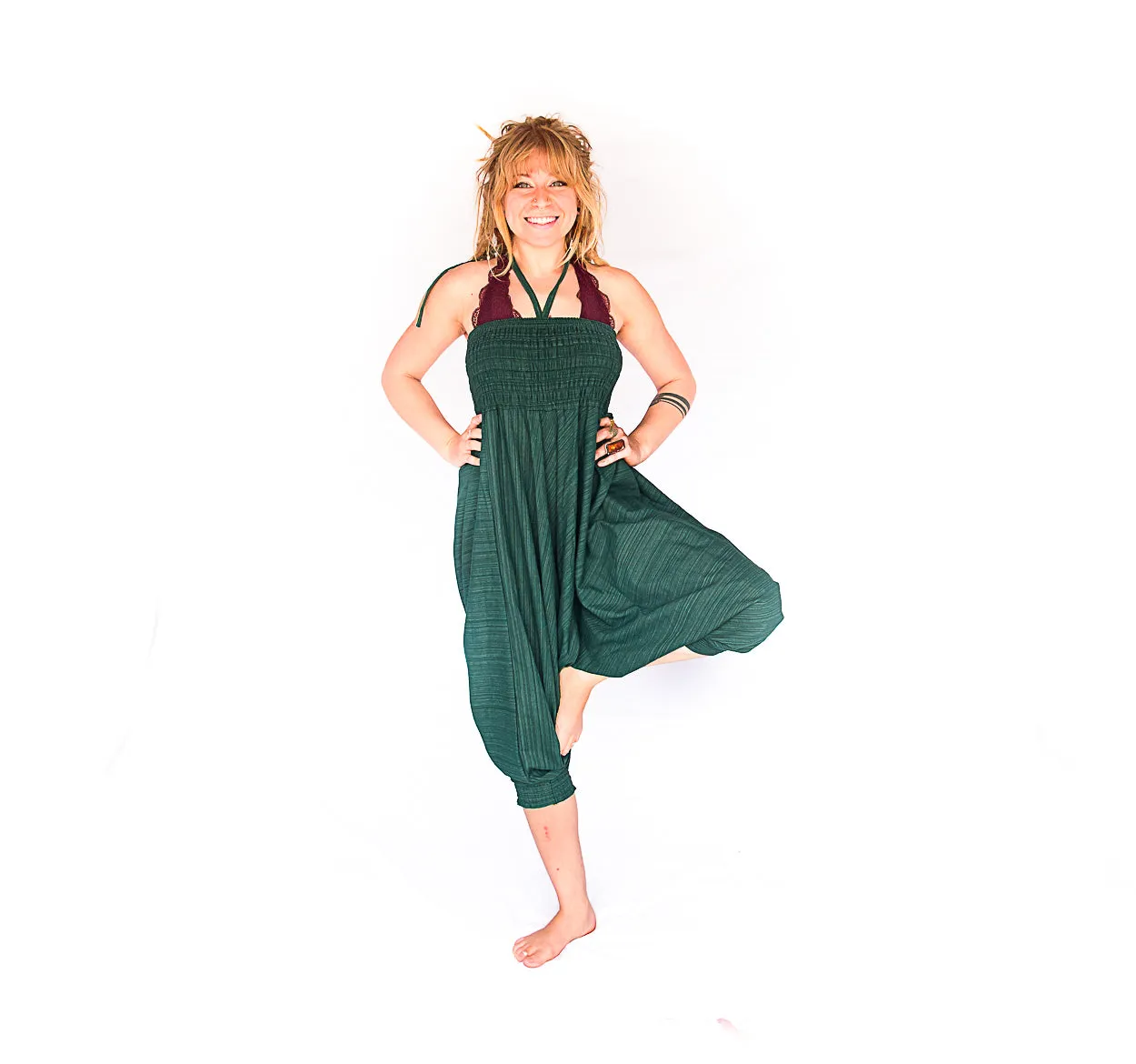 One Piece Jumper Pants in Static Green