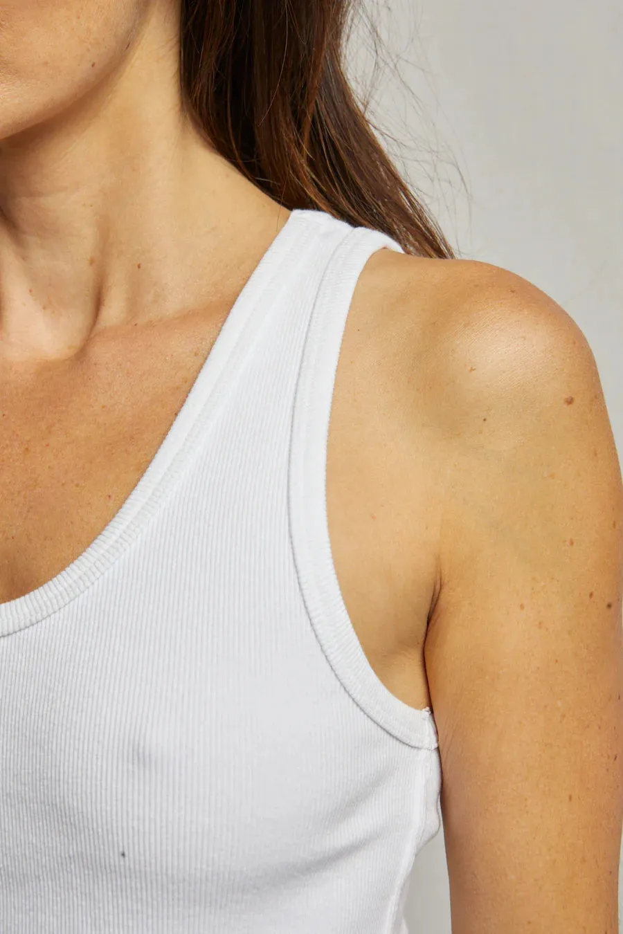 perfectwhitetee Blondie Structured Rib Bra Friendly Tank Top - White