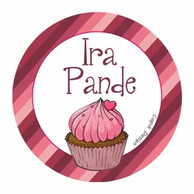 Personalised Cupcake Waterproof Stickers (Round)