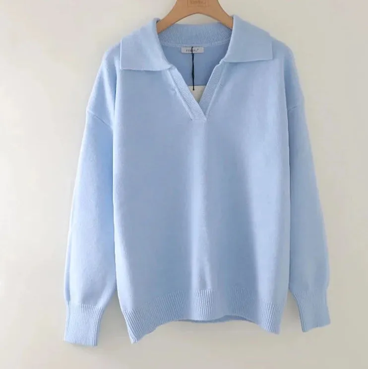 Polo Collar Thick Sweater