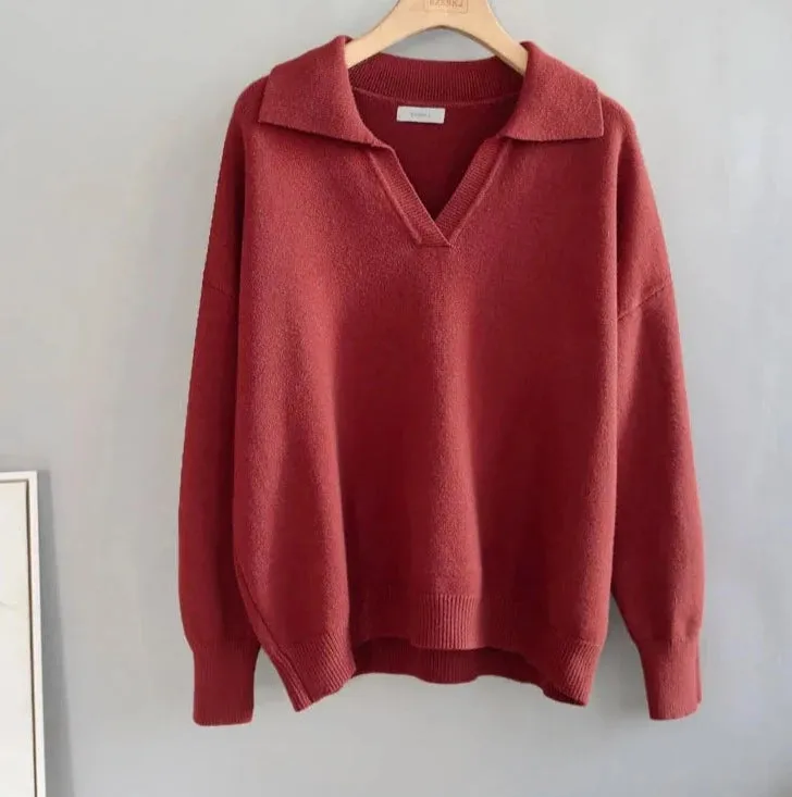 Polo Collar Thick Sweater