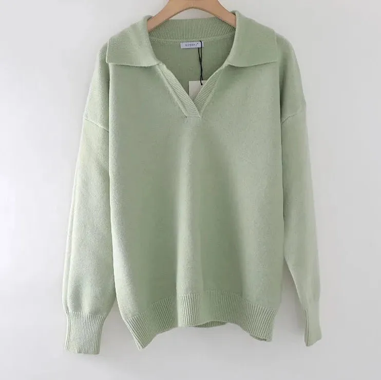 Polo Collar Thick Sweater