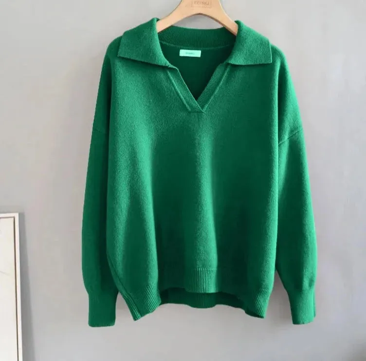 Polo Collar Thick Sweater