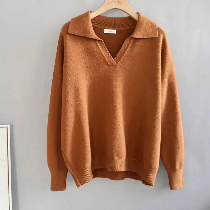 Polo Collar Thick Sweater