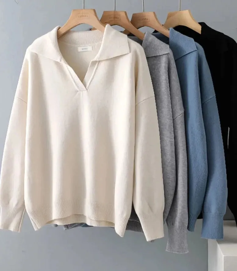 Polo Collar Thick Sweater