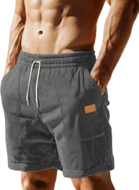 Sailwind Men's Casual Corduroy Shorts Lightweight Elastic Waist Drawstring Summer Beach Shorts