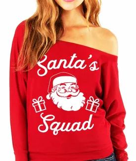 Santa's Festive Faves - Cozy Slouchy Christmas Off-Shoulder Sweatshirt