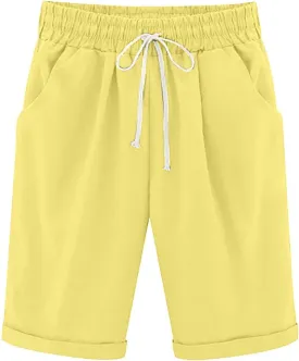 Shorts for Women Casual Summer Knee Length Drawstring Bermuda Shorts Loose Cute Wear 2024 Fashion Beach Clothes