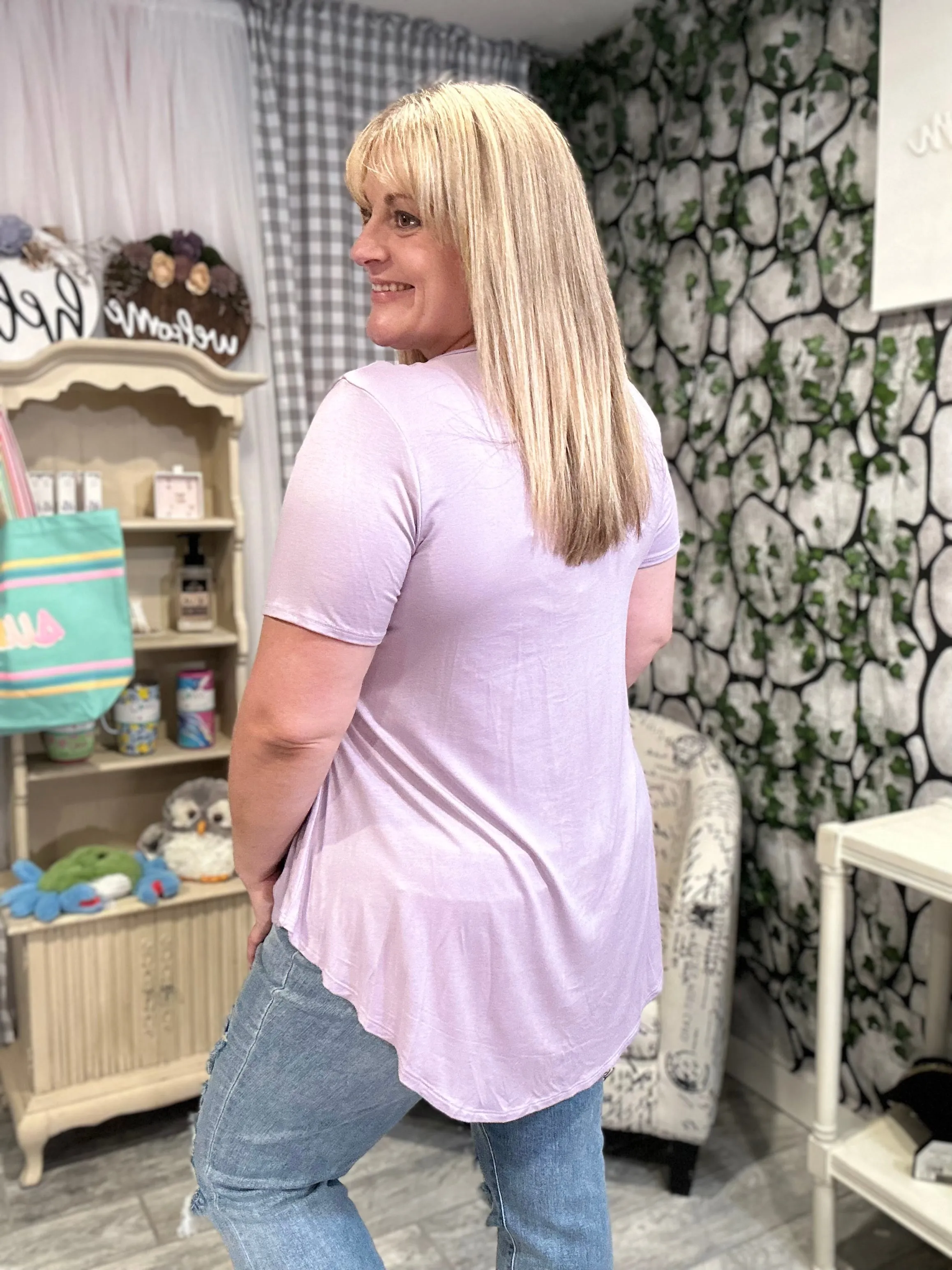 Solid Short Sleeve Babydoll Top