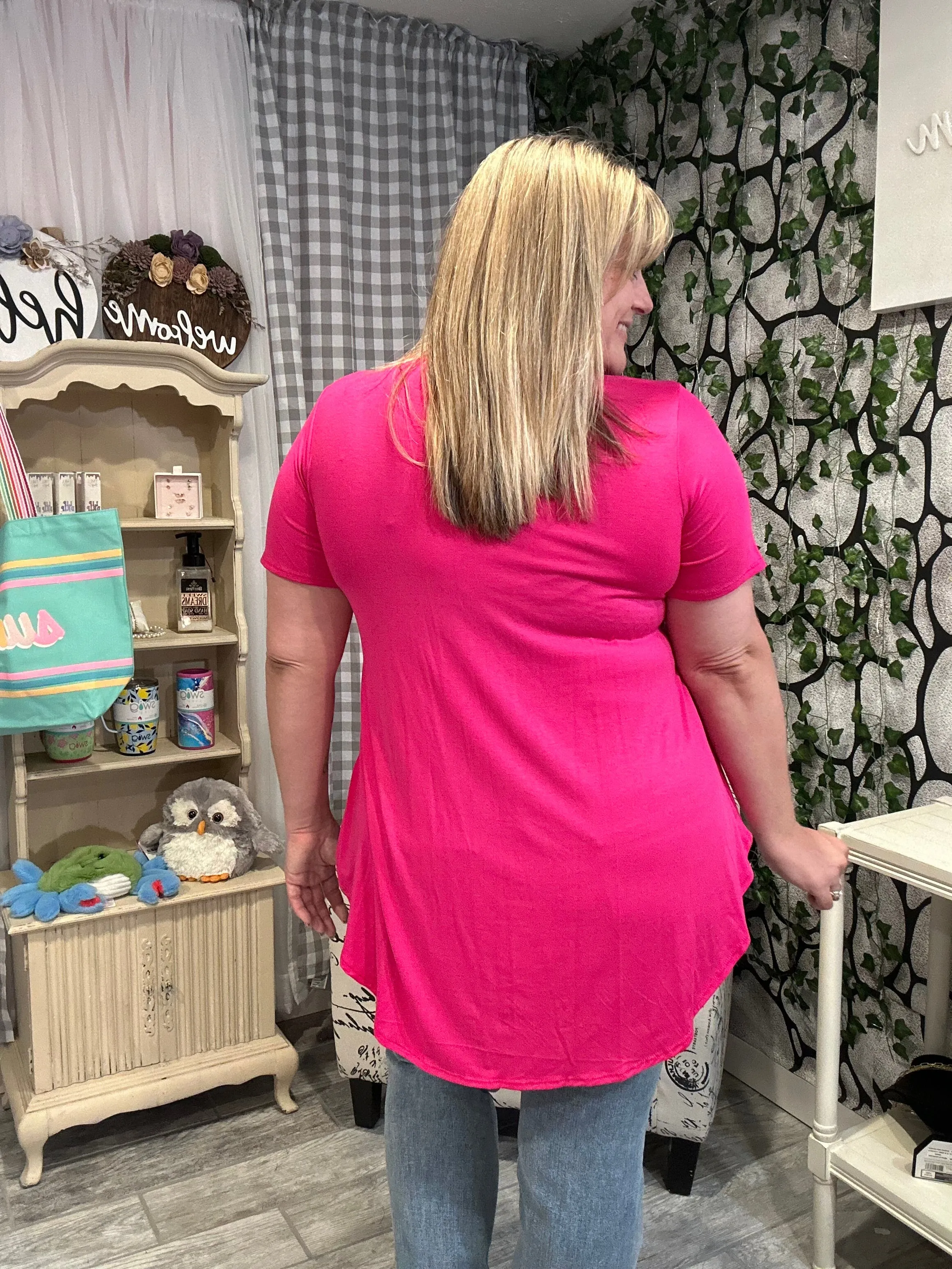 Solid Short Sleeve Babydoll Top
