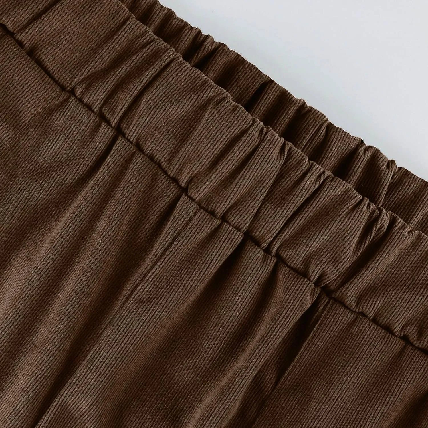 Straight Wide Leg Corduroy Pants Women Business Casual High Waisted Pull On Work Pants Comfy Soft Elastic Waist Pants
