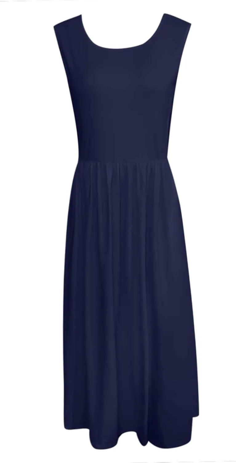 Summer Maxi Dresses for Women 2025 Sleeveless Deep V Neck Long Dresses Loose Plain Maxi Casual Vacation Dress