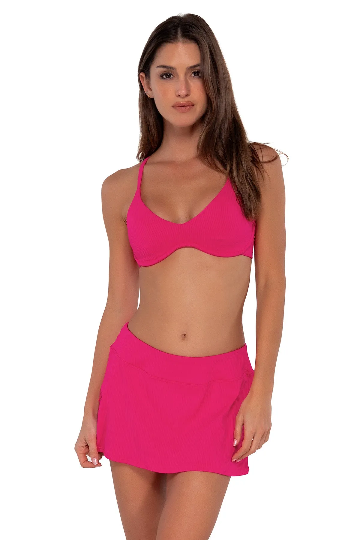 Sunsets Begonia Sandbar Rib Sporty Swim Skirt