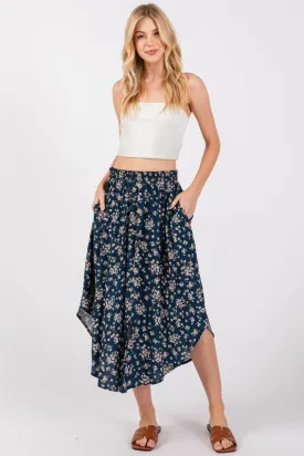 Teal Floral Skirt