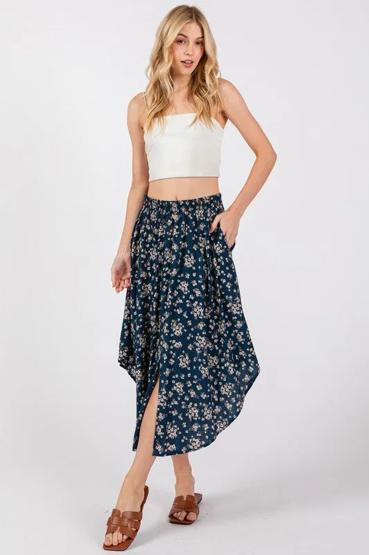 Teal Floral Skirt