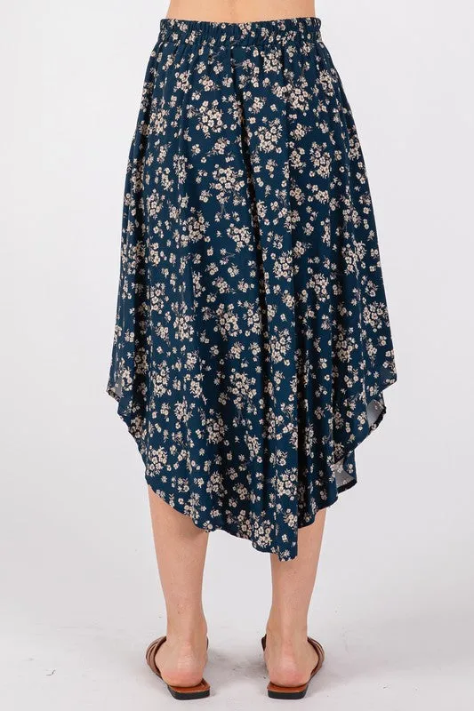 Teal Floral Skirt