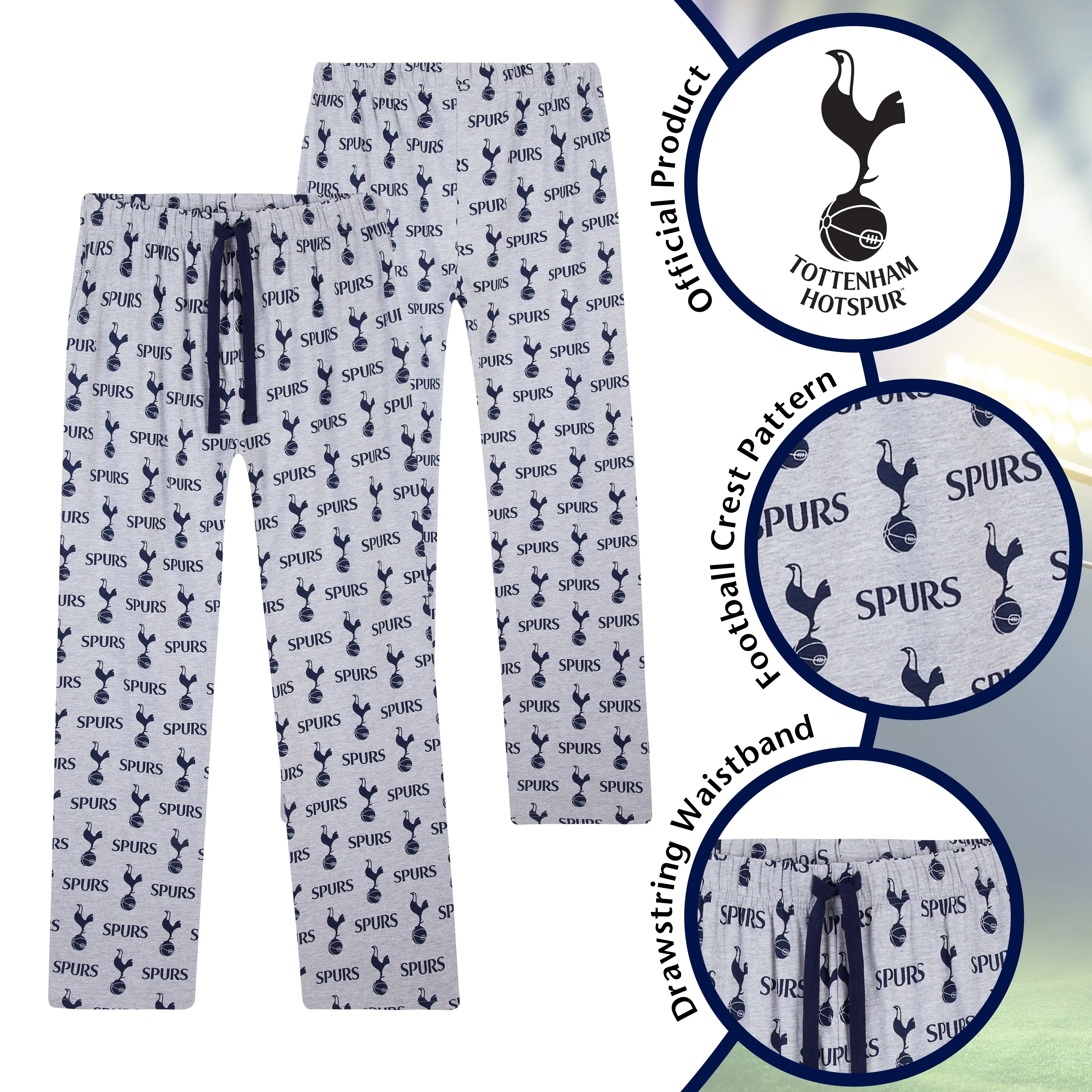 Tottenham Hotspur Mens Pyjama -Comfy Nightwear Bottoms for Men Teenagers Spurs Gifts