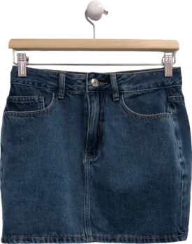 White Fox Blue Denim Skirt UK XS