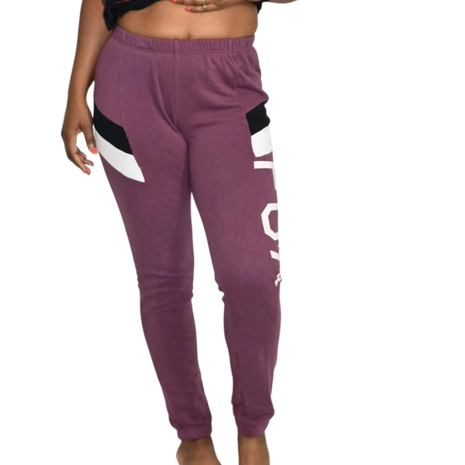 Wildfox Fox Knox Sweatpants Purple Berry Joggers Track Pants Fleece Size Small