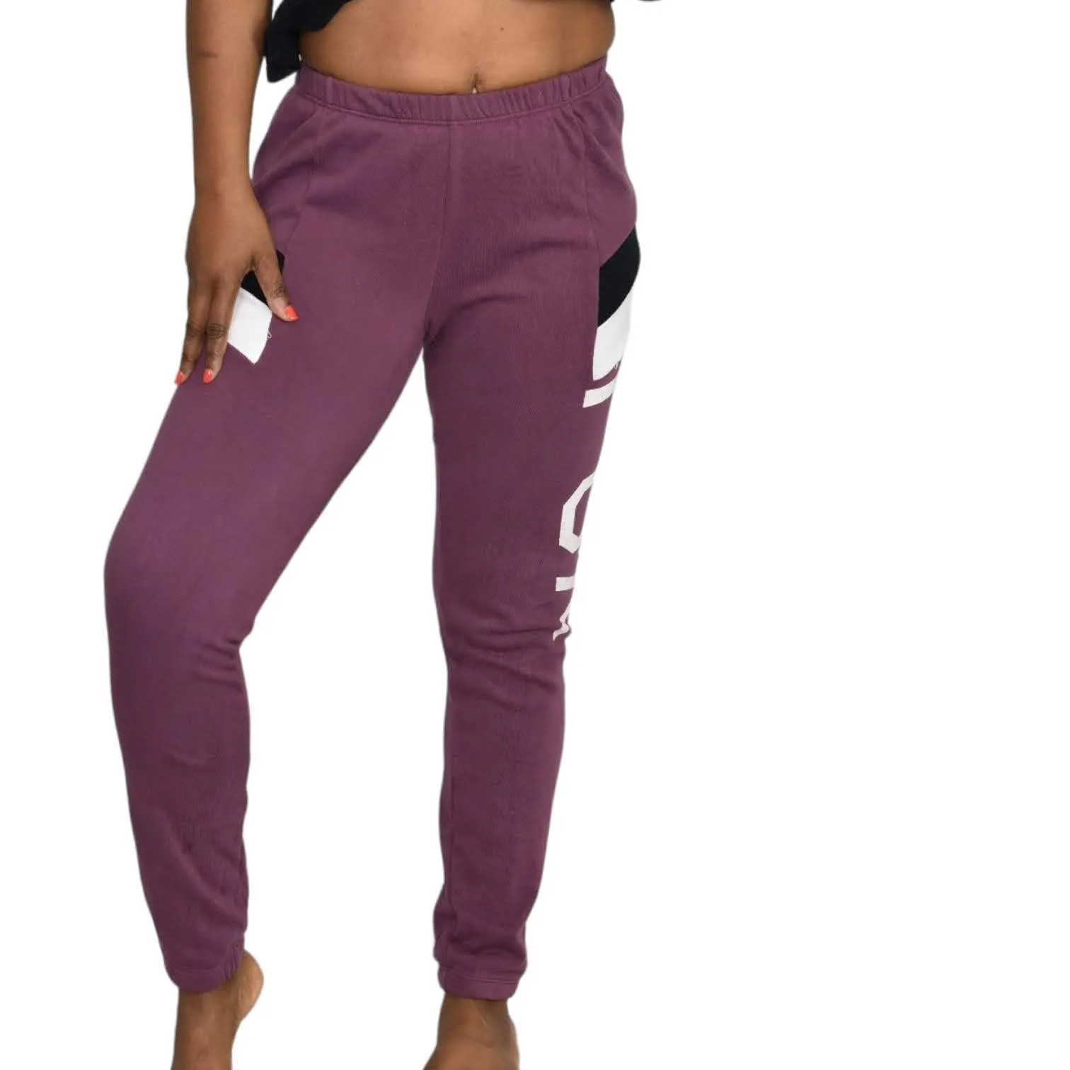 Wildfox Fox Knox Sweatpants Purple Berry Joggers Track Pants Fleece Size Small