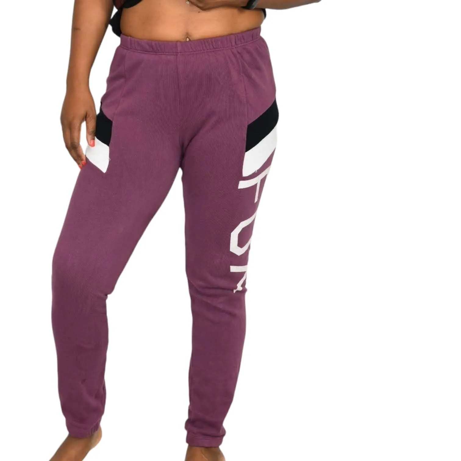 Wildfox Fox Knox Sweatpants Purple Berry Joggers Track Pants Fleece Size Small