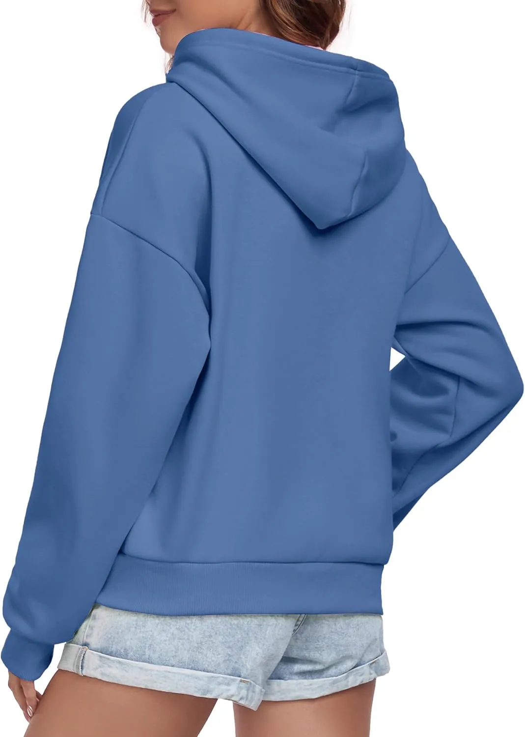 Women Hoodies Casual Button Down Sweatshirt Drawstring Long Sleeve Pullover Fall Winter Clothes with Pockets