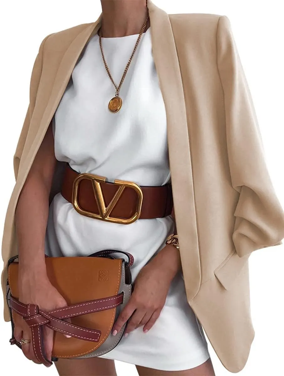 Womens Casual Fashion Lapel Blazers Long Sleeve Open Front Work Office Blazer Jackets