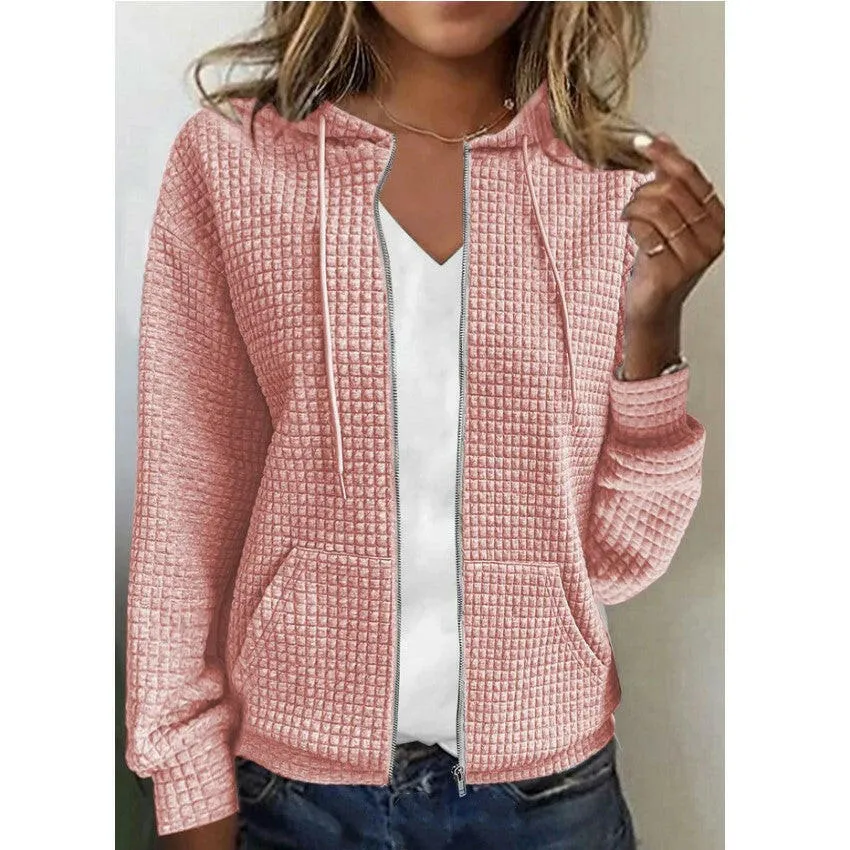 Women's European & American Zipper Hooded Cardigan Sweatshirt Jacket – Casual & Stylish Outerwear