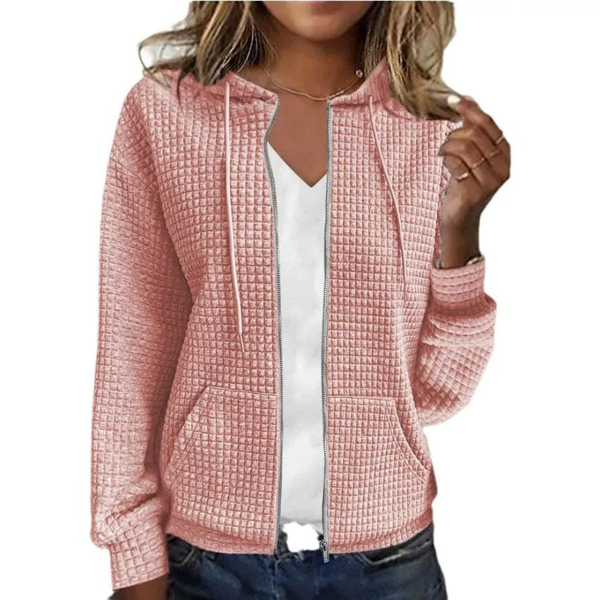 Women's European & American Zipper Hooded Cardigan Sweatshirt Jacket – Casual & Stylish Outerwear