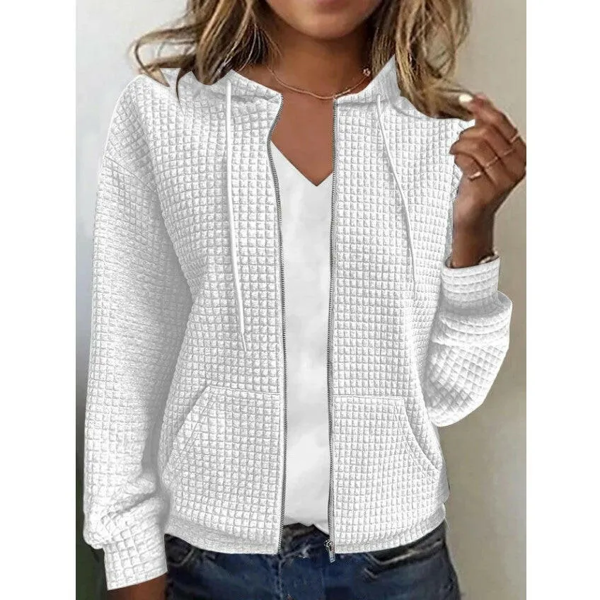 Women's European & American Zipper Hooded Cardigan Sweatshirt Jacket – Casual & Stylish Outerwear