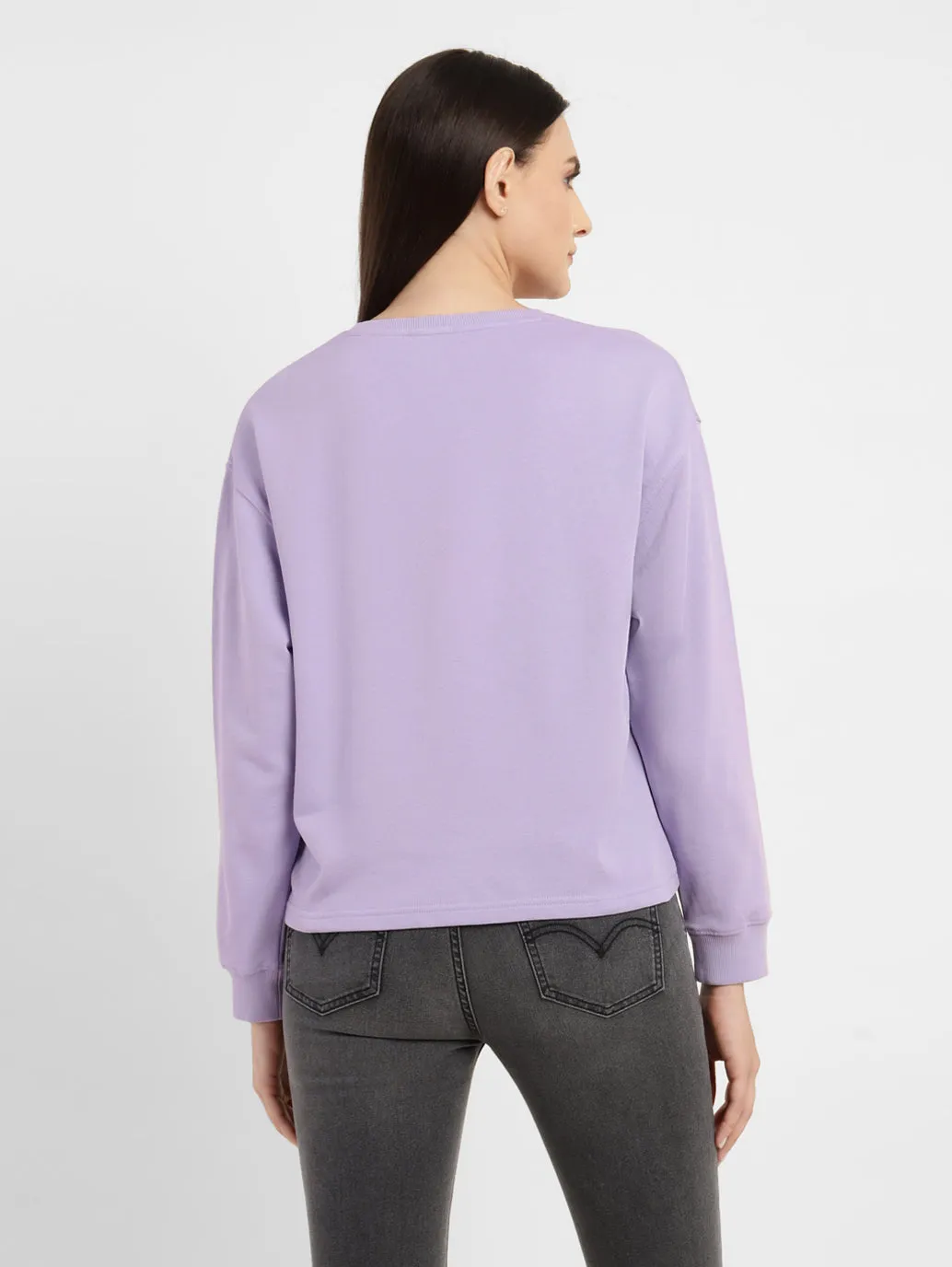 Women's Graphic Print Purple Crew Neck Sweatshirt