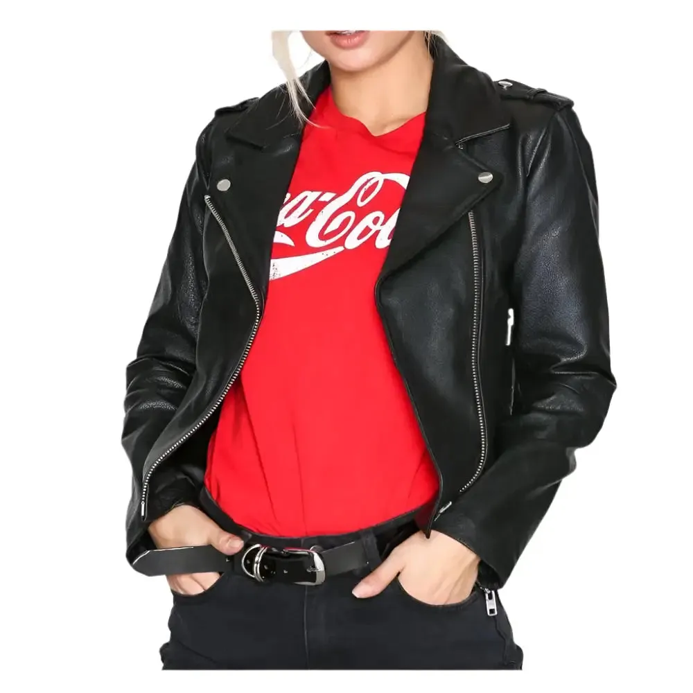 Women's Slim Fit Fashion Biker Leather Jacket - Stylish & Trendy