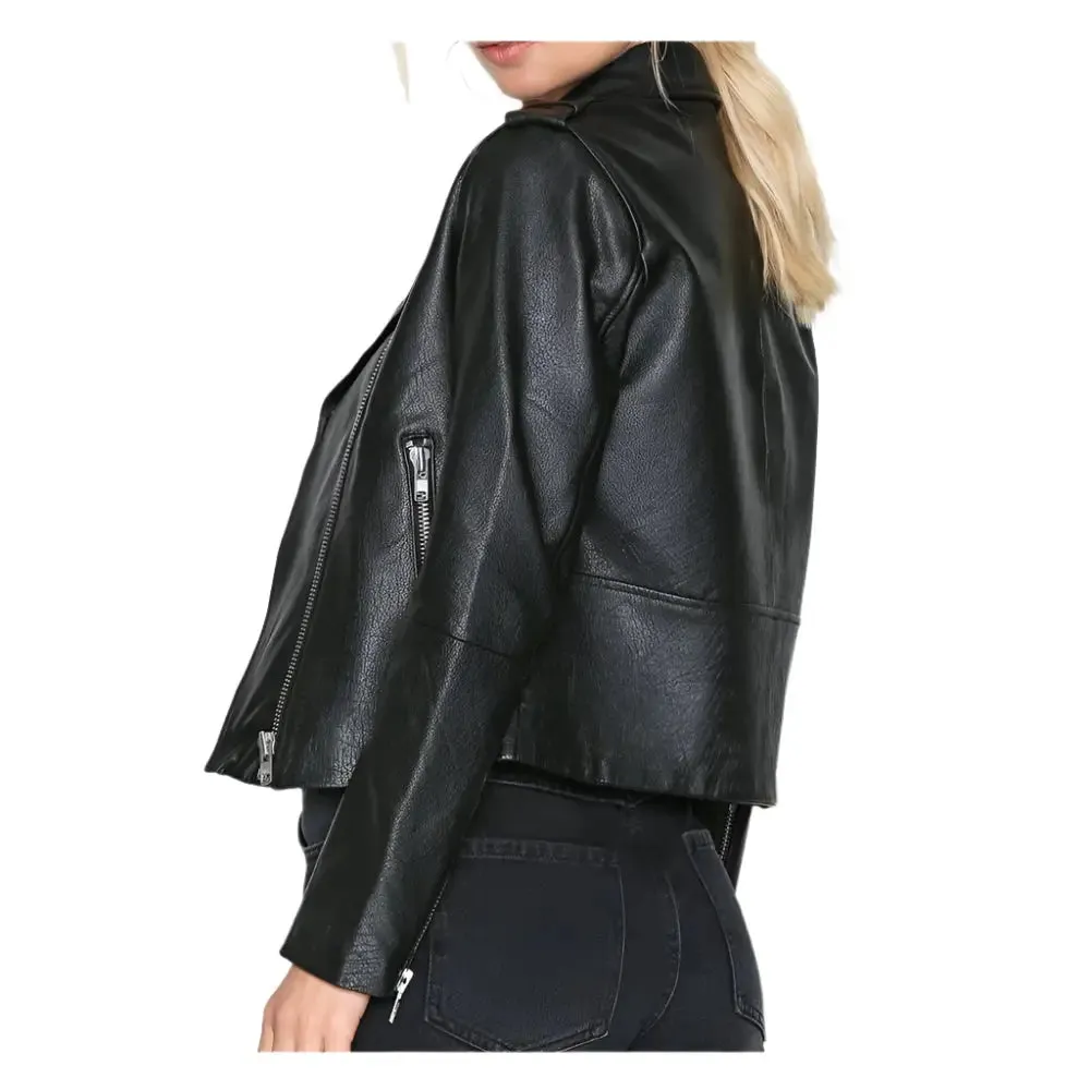 Women's Slim Fit Fashion Biker Leather Jacket - Stylish & Trendy