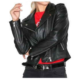 Women's Slim Fit Fashion Biker Leather Jacket - Stylish & Trendy
