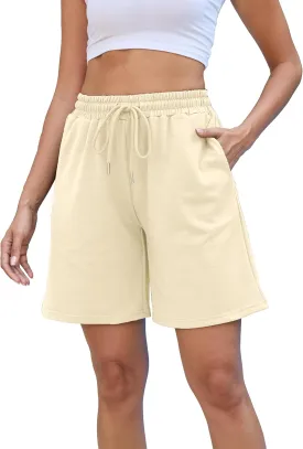 Women's Sweat Athletic Shorts Jogger Summer Loose Drawstring Waist Bermuda Shorts with Pockets