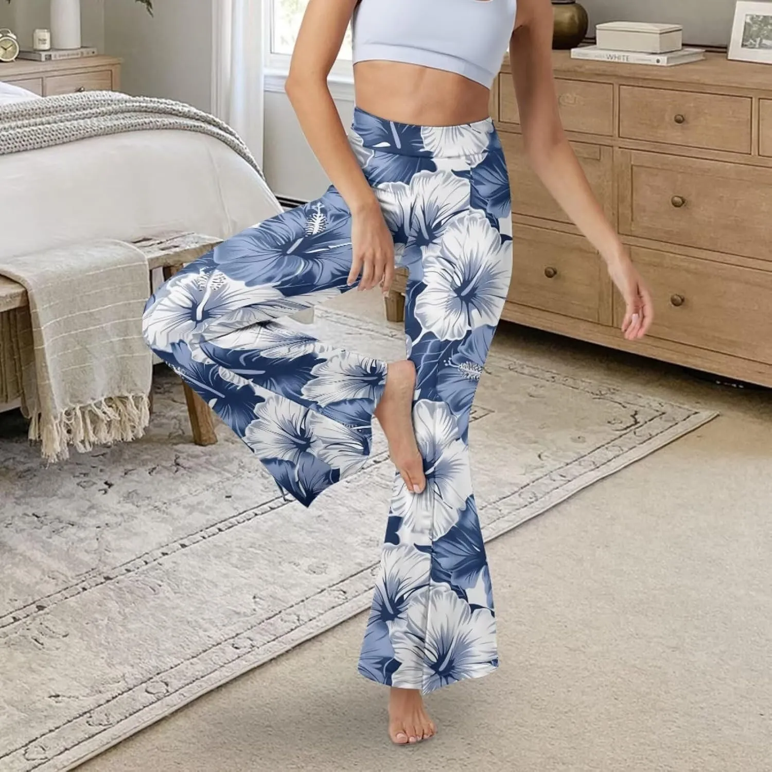 Women's Yoga Leggings Flared Yoga Pants, Casual High Waisted Tummy Control Butt Lifting Athletic Pants