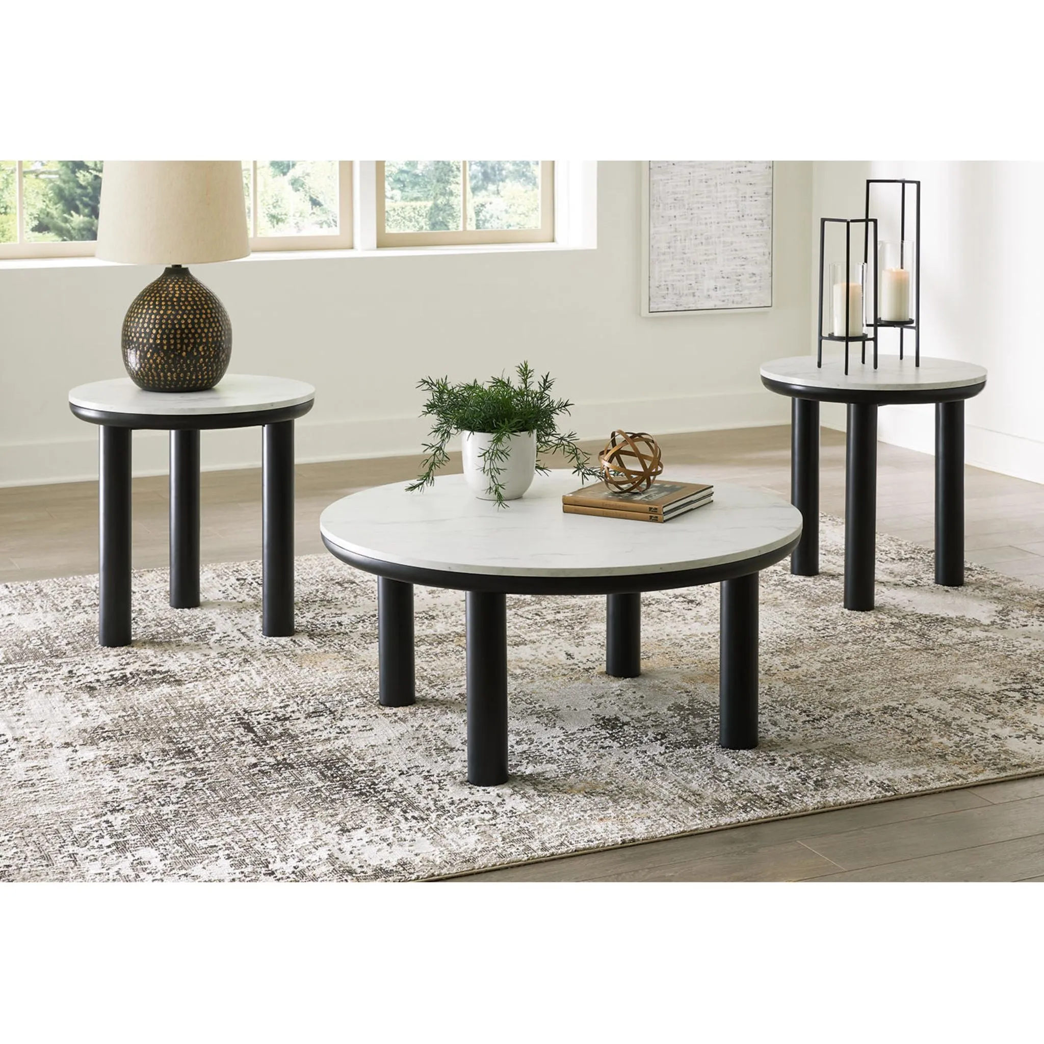 Xandrum 3 Pack Tables - Black/White